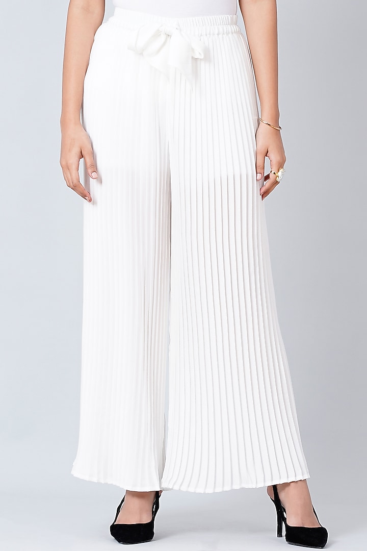 Ivory Polyester Georgette & Satin Pant Set by First Resort by Ramola Bachchan at Pernia's Pop Up Shop
