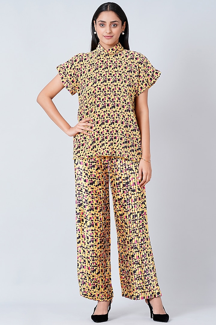 Citrus Yellow Printed Pant Set by First Resort by Ramola Bachchan