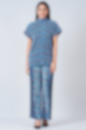 Alaskan Blue Printed Pant Set by First Resort by Ramola Bachchan at Pernia's Pop Up Shop