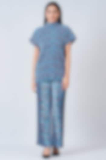 Alaskan Blue Printed Pant Set by First Resort by Ramola Bachchan