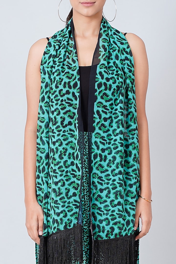 Green Printed Palazzo Pants With A Stole by First Resort by Ramola Bachchan at Pernia's Pop Up Shop