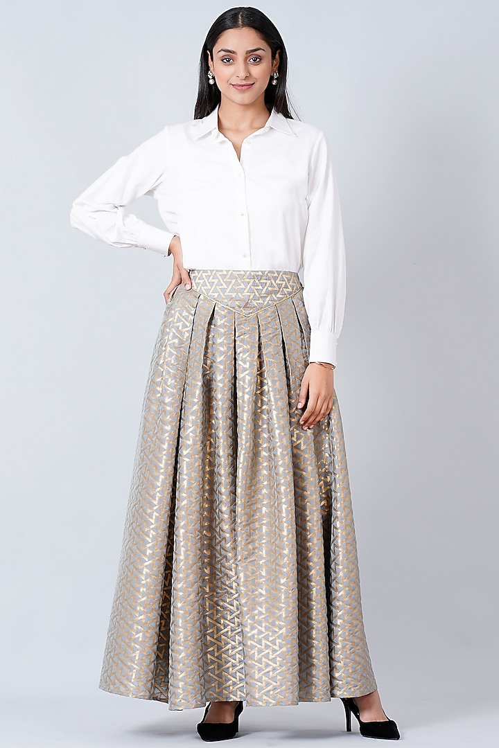 Grey Brocade Skirt Set by First Resort by Ramola Bachchan