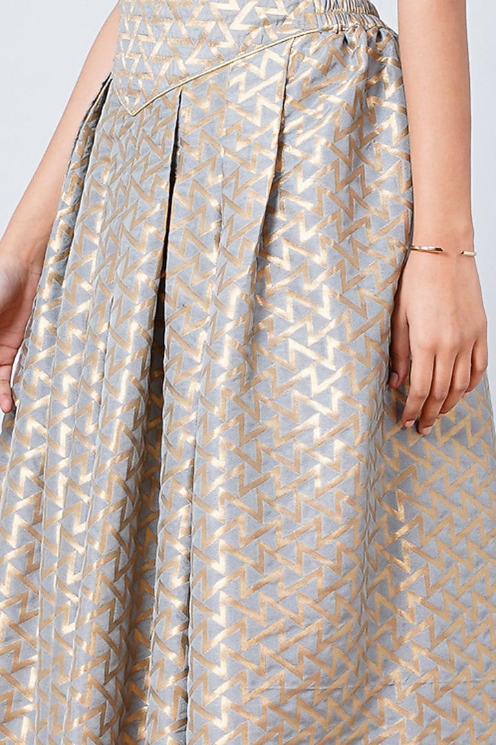 Grey Brocade Skirt Set by First Resort by Ramola Bachchan at Pernia's Pop Up Shop