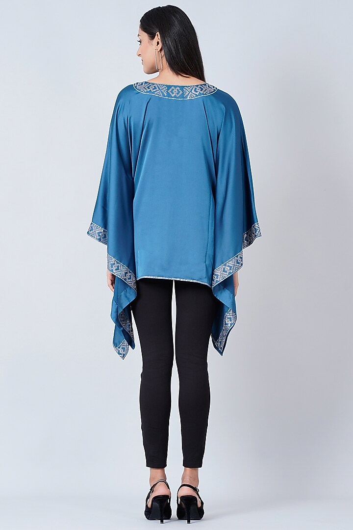 Blue Embellished Kaftan by First Resort by Ramola Bachchan at Pernia's Pop Up Shop