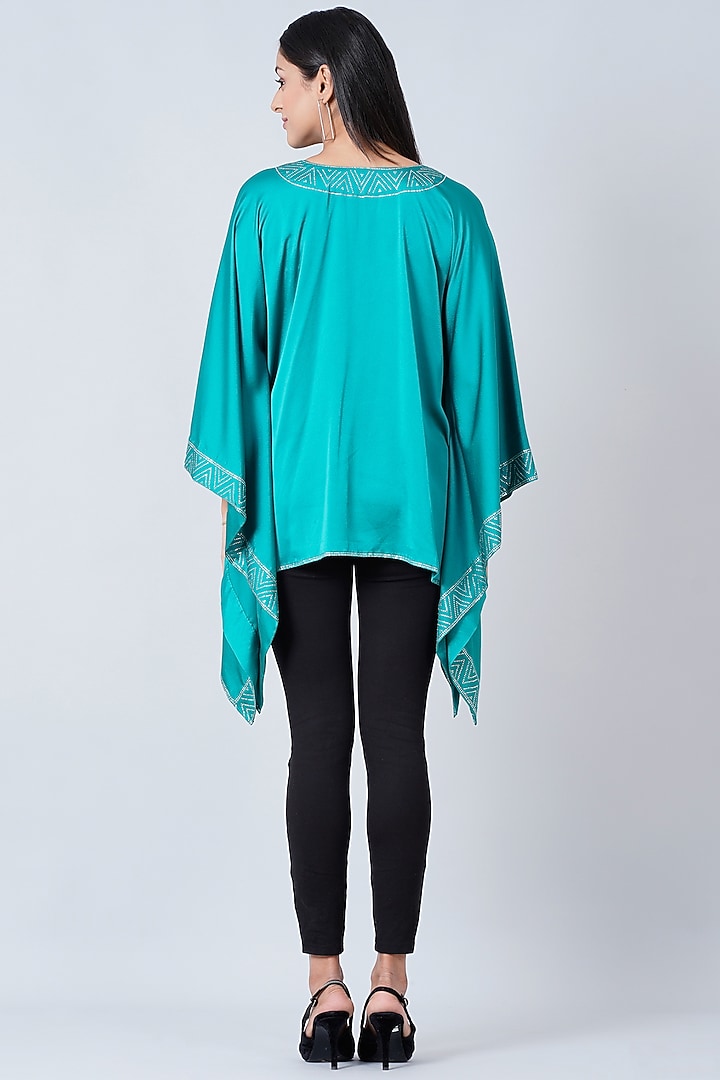Teal Blue Embellished Kaftan by First Resort by Ramola Bachchan at Pernia's Pop Up Shop