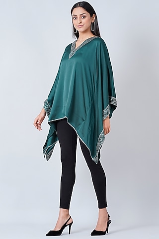 Dark Green Embellished Kaftan by First Resort by Ramola Bachchan