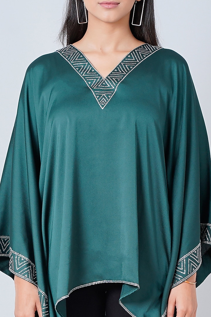 Dark Green Embellished Kaftan by First Resort by Ramola Bachchan at Pernia's Pop Up Shop
