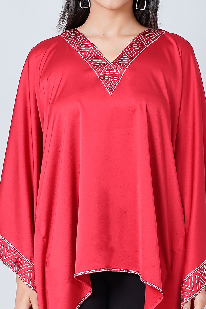 Red Embellished Kaftan by First Resort by Ramola Bachchan at Pernia's Pop Up Shop