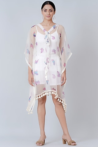 White Printed Kaftan by First Resort by Ramola Bachchan