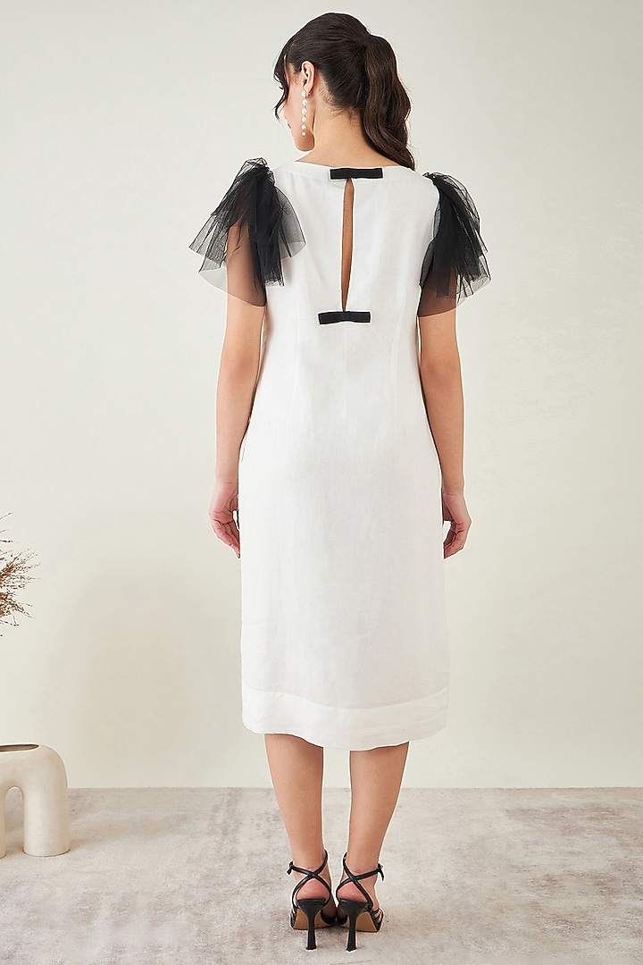 Off-White Linen Midi Summer Dress by First Resort by Ramola Bachchan at Pernia's Pop Up Shop