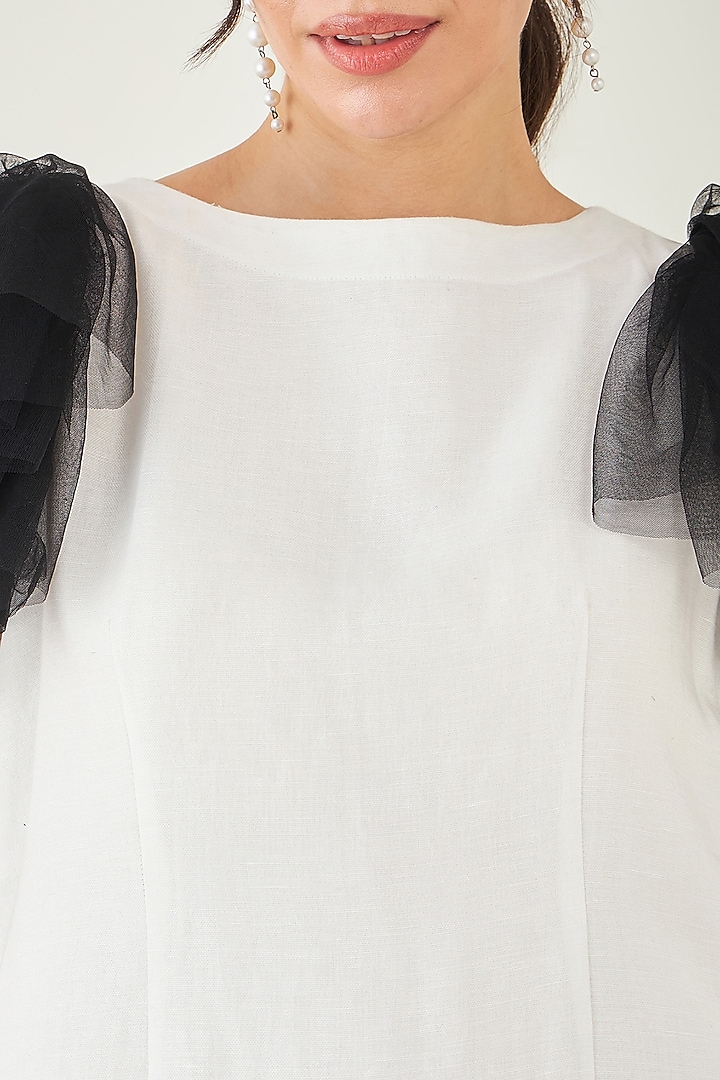 Off-White Linen Midi Summer Dress by First Resort by Ramola Bachchan at Pernia's Pop Up Shop