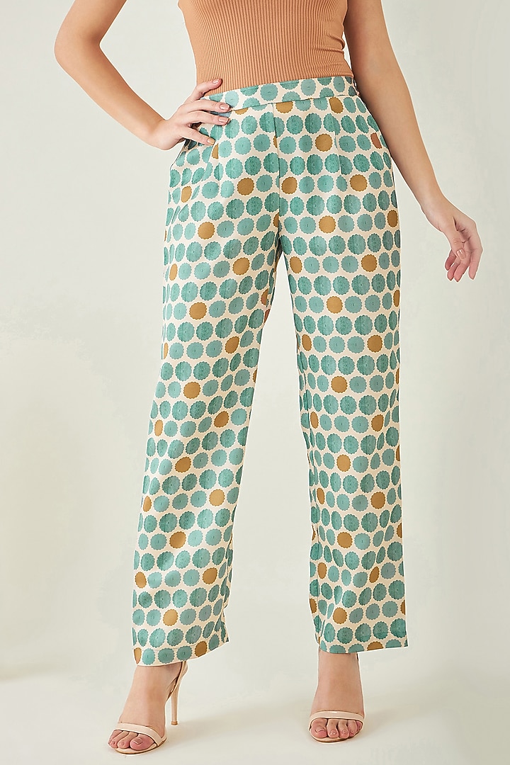 Green & Brown Modal satin Floral Printed Co-Ord Set by First Resort by Ramola Bachchan at Pernia's Pop Up Shop