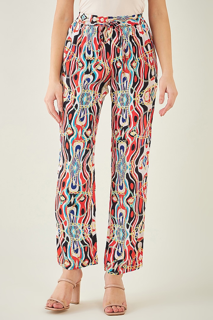 Black & Red Viscose Crepe Digital Marine Wave Printed Co-Ord Set by First Resort by Ramola Bachchan at Pernia's Pop Up Shop