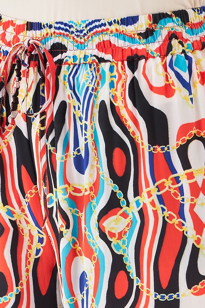 Black & Red Viscose Crepe Digital Marine Wave Printed Co-Ord Set by First Resort by Ramola Bachchan at Pernia's Pop Up Shop