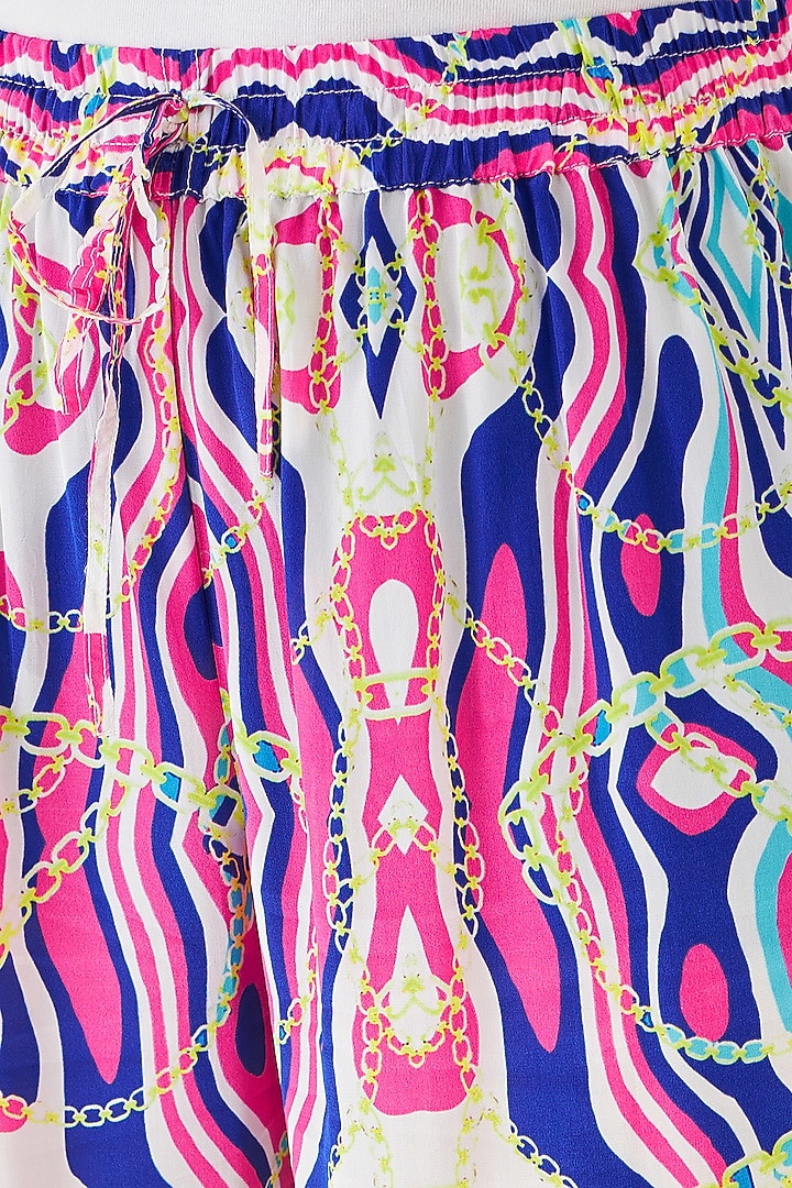 Blue & Pink Viscose Crepe Digital Marine Wave Printed Co-Ord Set by First Resort by Ramola Bachchan at Pernia's Pop Up Shop