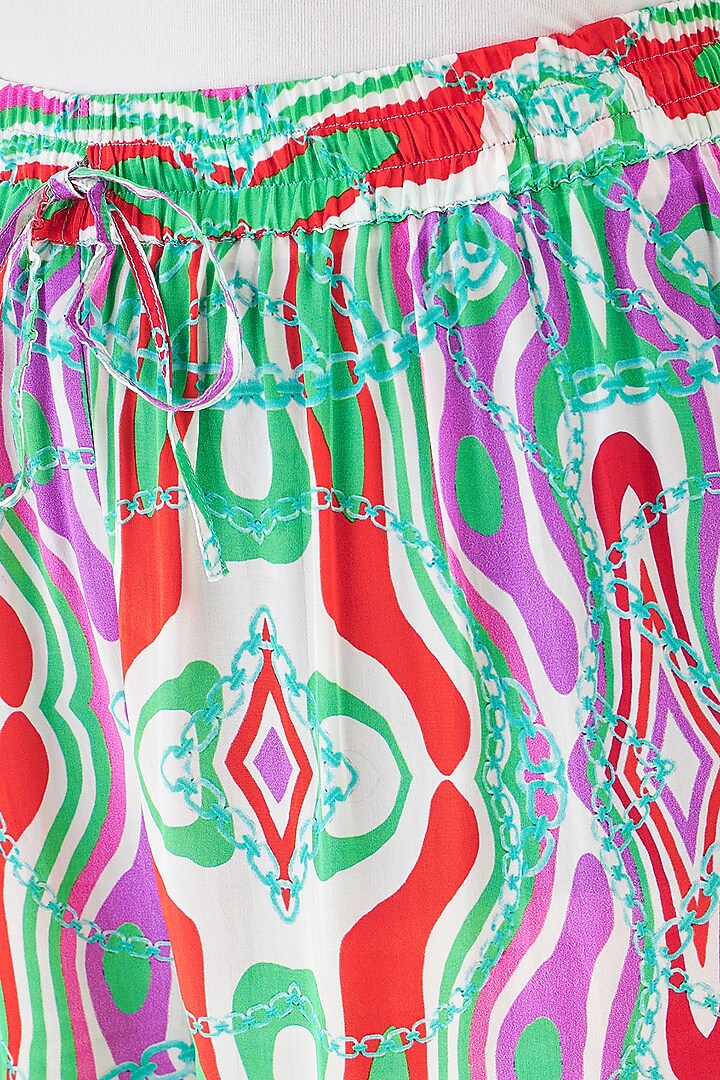 Green & Orange Viscose Crepe Digital Marine Wave Printed Co-Ord Set by First Resort by Ramola Bachchan at Pernia's Pop Up Shop