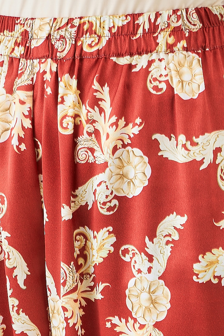 Red Polyester Satin Digital Baroque Printed Co-Ord Set by First Resort by Ramola Bachchan at Pernia's Pop Up Shop