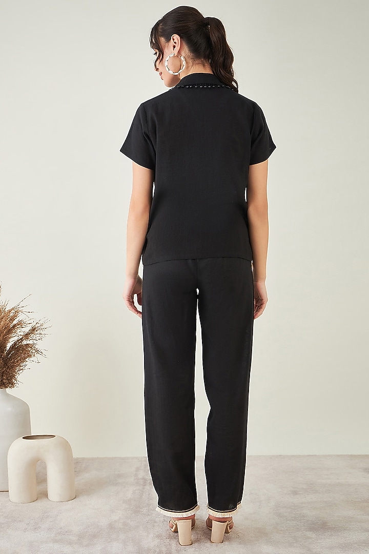Black Viscose Linen Co-Ord Set by First Resort by Ramola Bachchan at Pernia's Pop Up Shop