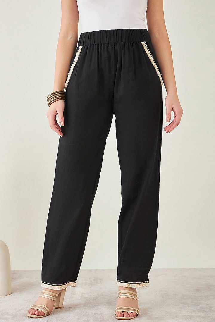 Black Viscose Linen Co-Ord Set by First Resort by Ramola Bachchan at Pernia's Pop Up Shop