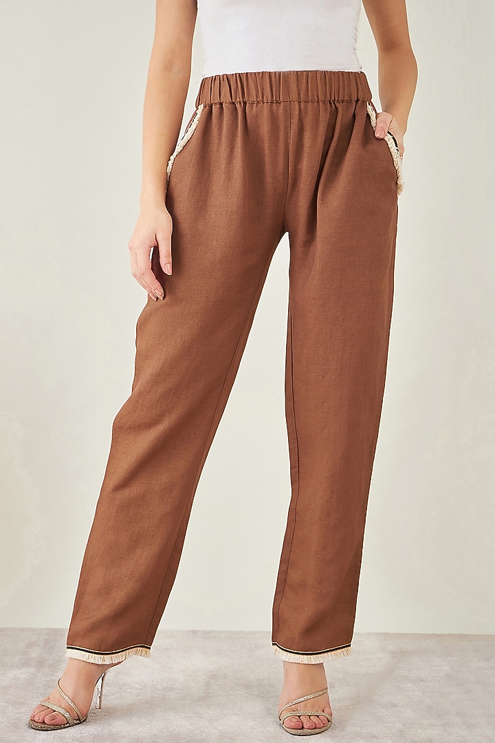 Brown Viscose Linen Co-Ord Set by First Resort by Ramola Bachchan at Pernia's Pop Up Shop