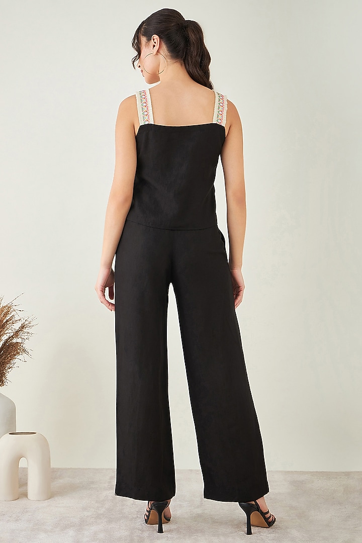 Black Viscose Linen Co-Ord Set by First Resort by Ramola Bachchan at Pernia's Pop Up Shop