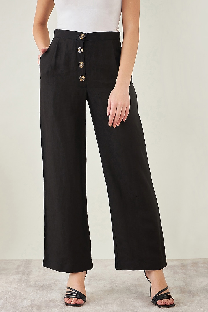 Black Viscose Linen Co-Ord Set by First Resort by Ramola Bachchan at Pernia's Pop Up Shop