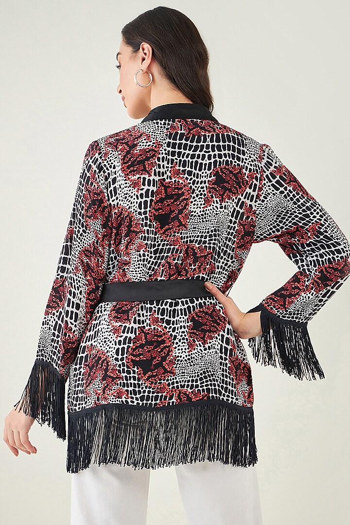 Red Viscose Crepe Baroque Animal Printed Shirt by First Resort by Ramola Bachchan at Pernia's Pop Up Shop