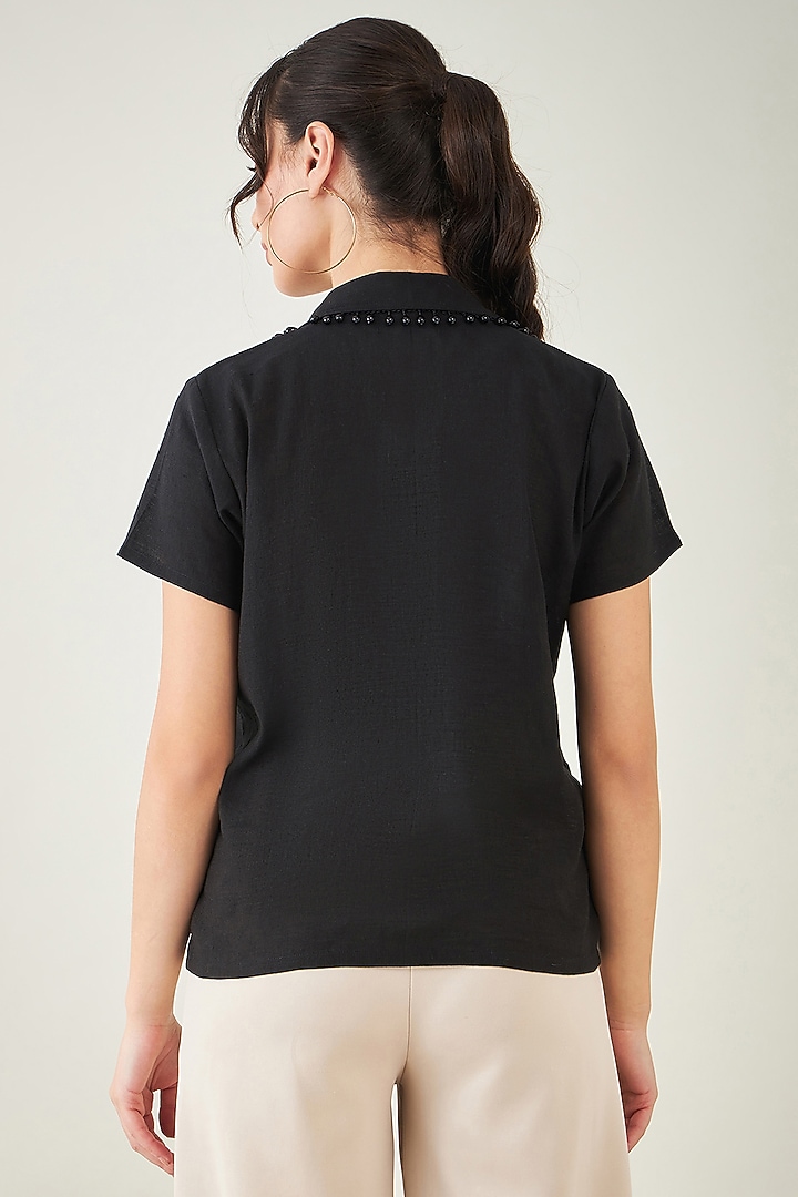 Black Viscose Linen Shirt by First Resort by Ramola Bachchan at Pernia's Pop Up Shop