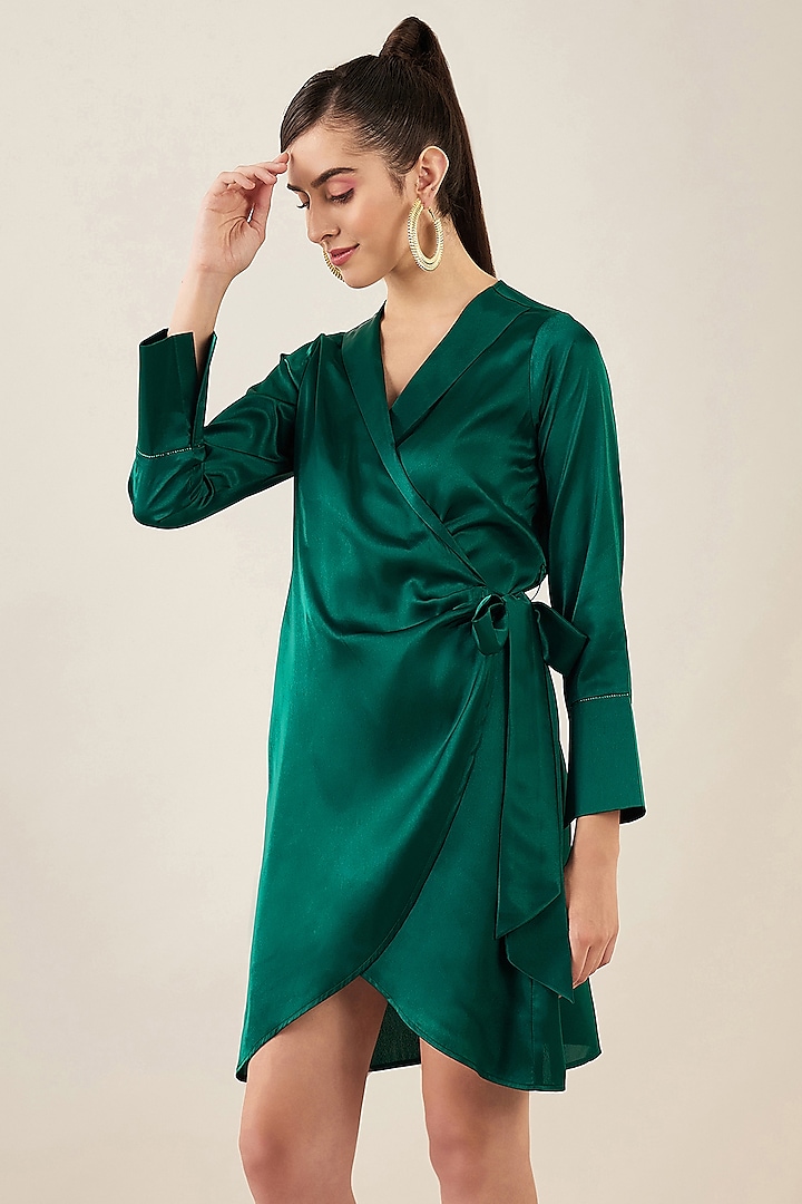emerald green wrap mini dress Karilo Mini Dress main image 1