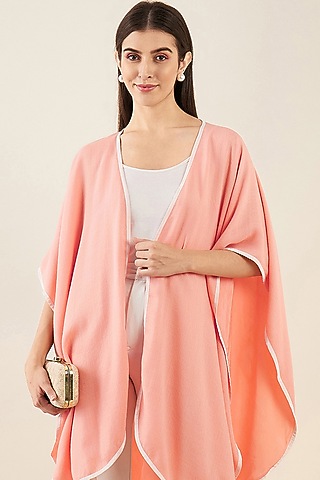 Peach Cashmere Cape by First Resort by Ramola Bachchan