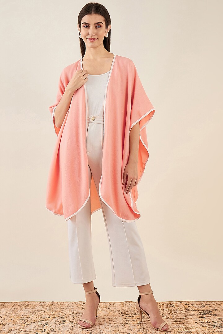 Peach Cashmere Cape by First Resort by Ramola Bachchan at Pernia's Pop Up Shop