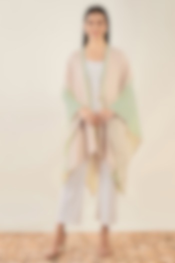Peach & Pistachio Ombre Cashmere Cape by First Resort by Ramola Bachchan at Pernia's Pop Up Shop