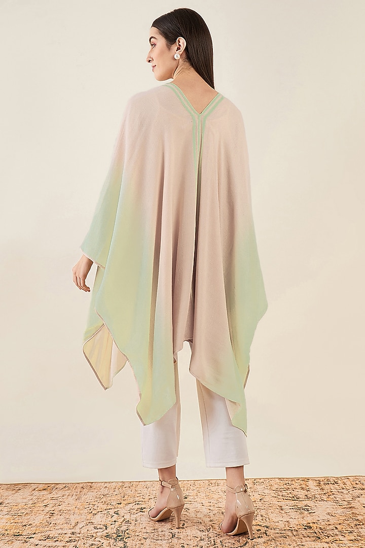 Peach & Pistachio Ombre Cashmere Cape by First Resort by Ramola Bachchan at Pernia's Pop Up Shop