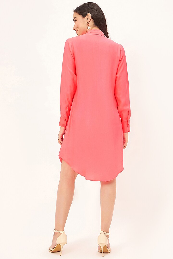 Pink Habutai Silk Summer Shirt Dress by First Resort by Ramola Bachchan at Pernia's Pop Up Shop