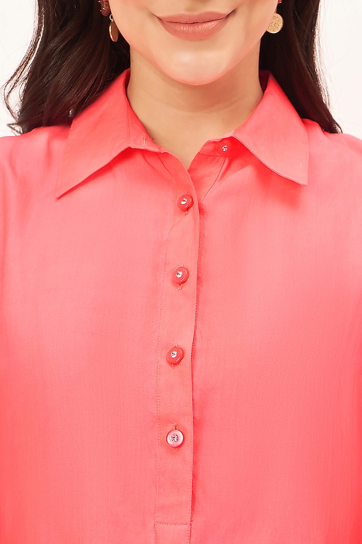 Pink Habutai Silk Summer Shirt Dress by First Resort by Ramola Bachchan at Pernia's Pop Up Shop