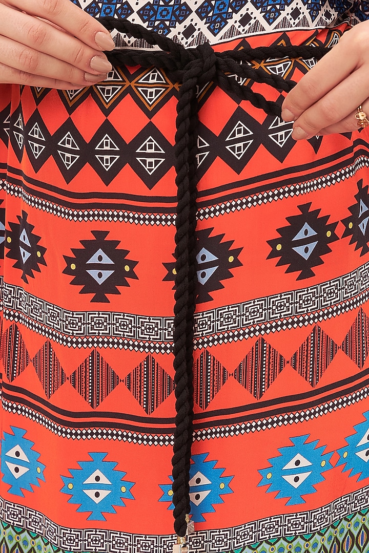 Multi-Colored Viscose Crepe Aztec Printed Poncho Summer Dress by First Resort by Ramola Bachchan at Pernia's Pop Up Shop