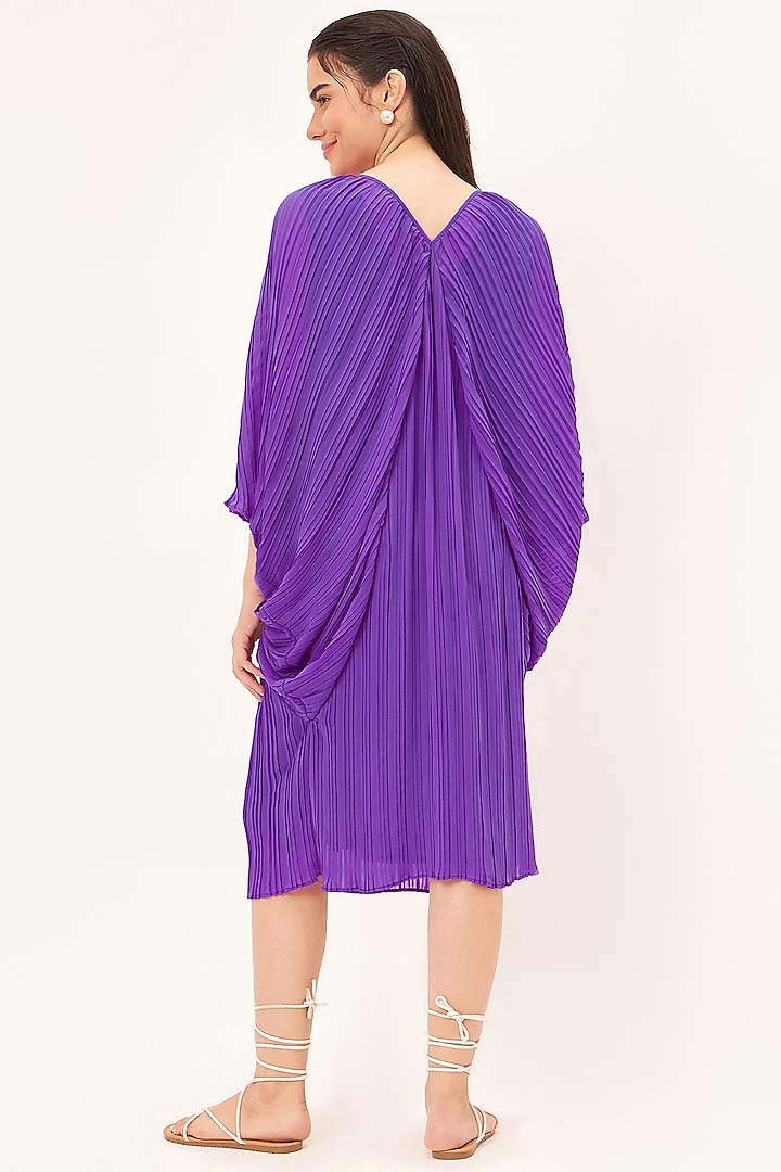 Purple Polyester Chiffon Pleated Kaftan Dress by First Resort by Ramola Bachchan at Pernia's Pop Up Shop