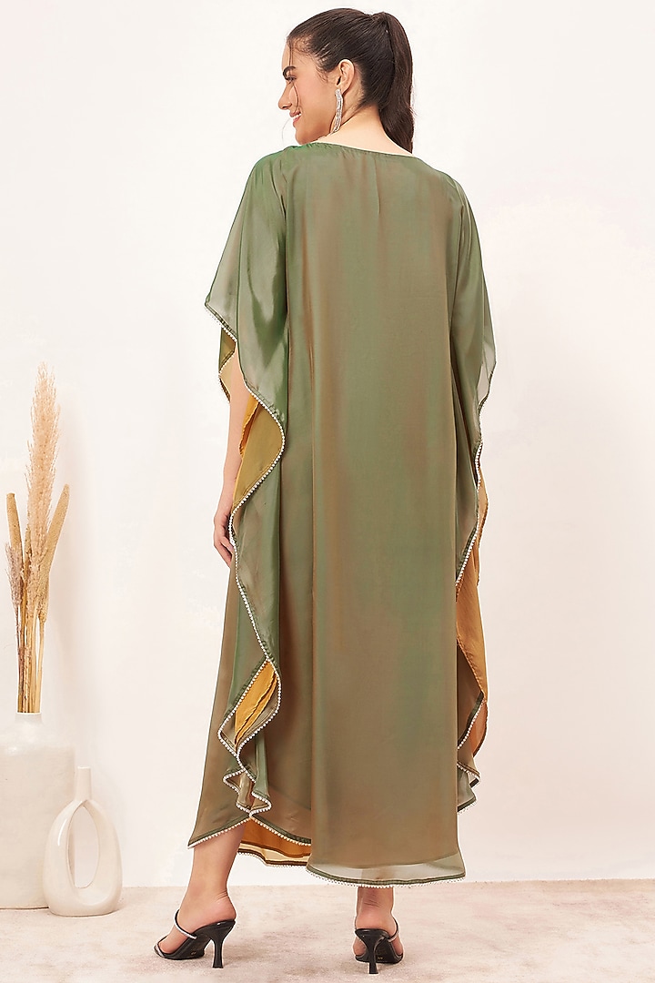 Green Polyester Organza Crystal Embroidered Kaftan by First Resort by Ramola Bachchan at Pernia's Pop Up Shop