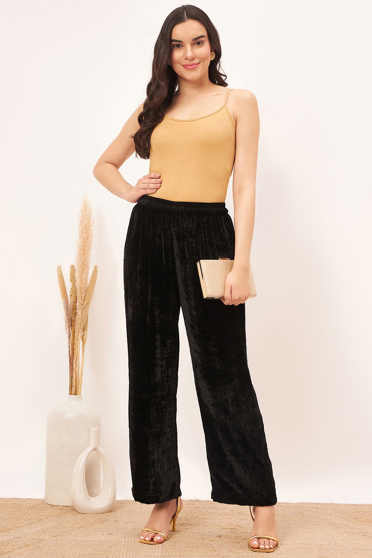BREATH SPANGLE VELOUR PANTS / BLK BADHOP
