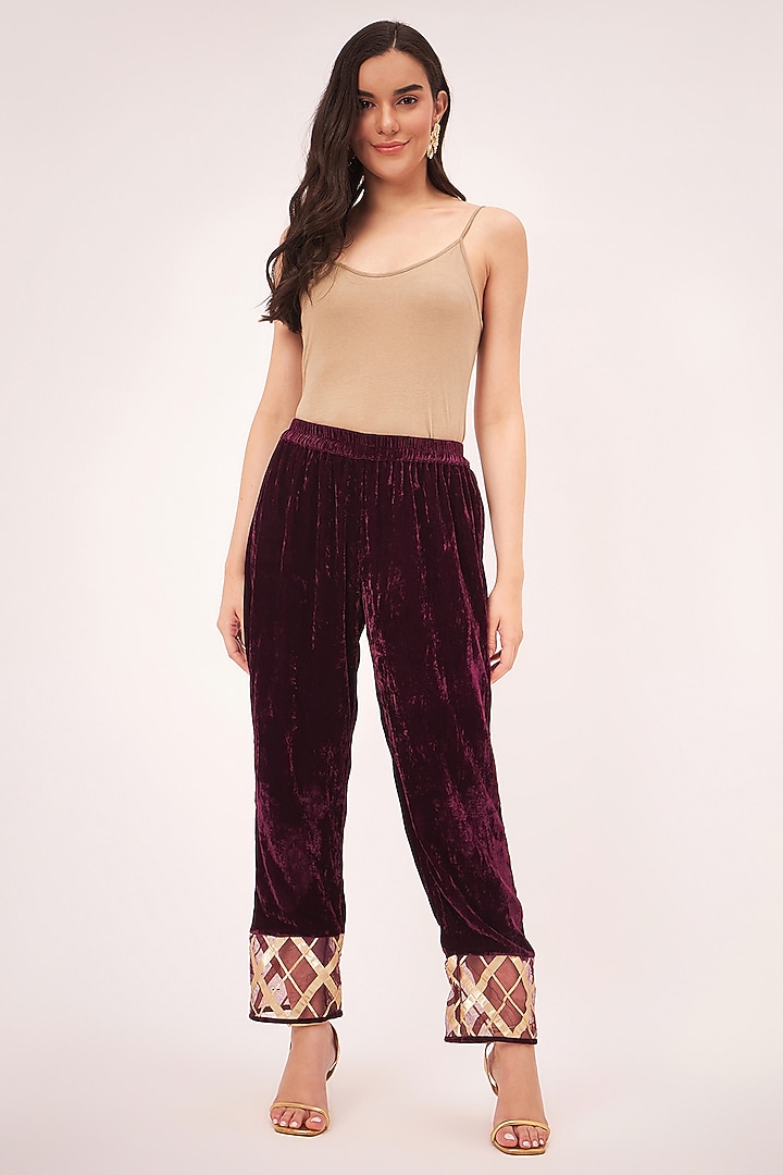 Maroon Silk Velvet Kurta Set by First Resort by Ramola Bachchan at Pernia's Pop Up Shop