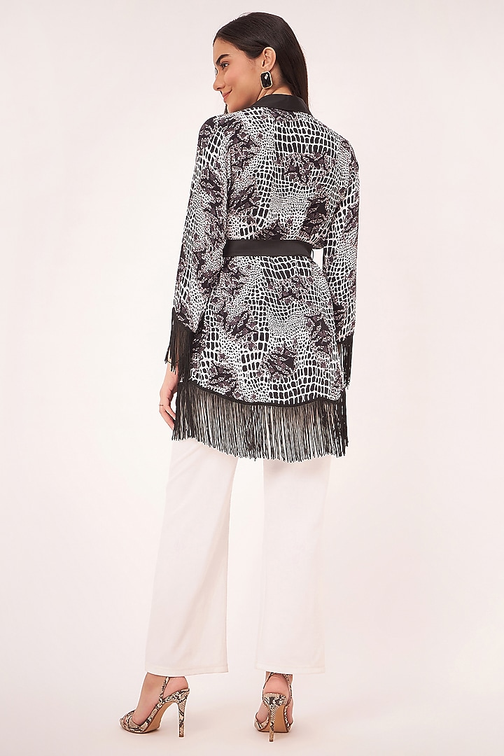 Black & White Viscose Crepe Printed Shirt by First Resort by Ramola Bachchan at Pernia's Pop Up Shop