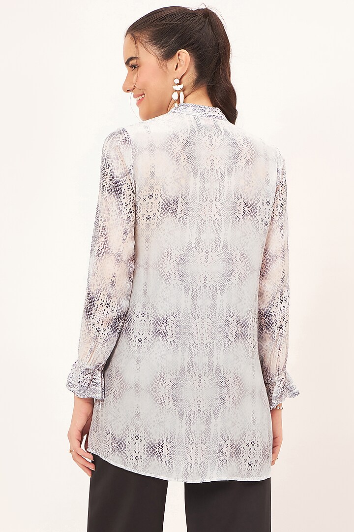 Light Purple Viscose Crepe Printed Lace-Up Top by First Resort by Ramola Bachchan at Pernia's Pop Up Shop