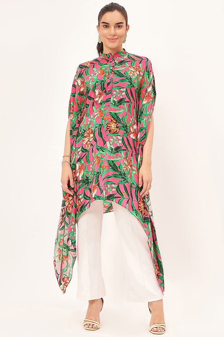 Pink Viscose Crepe Printed Tunic by First Resort by Ramola Bachchan at Pernia's Pop Up Shop