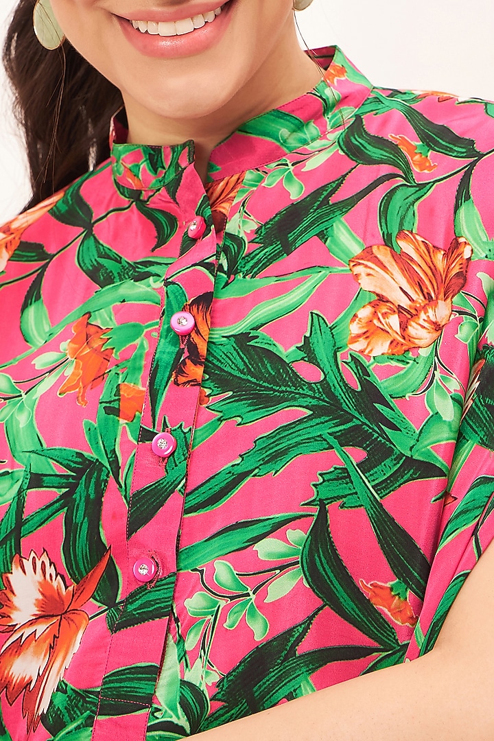 Pink Viscose Crepe Printed Tunic by First Resort by Ramola Bachchan at Pernia's Pop Up Shop