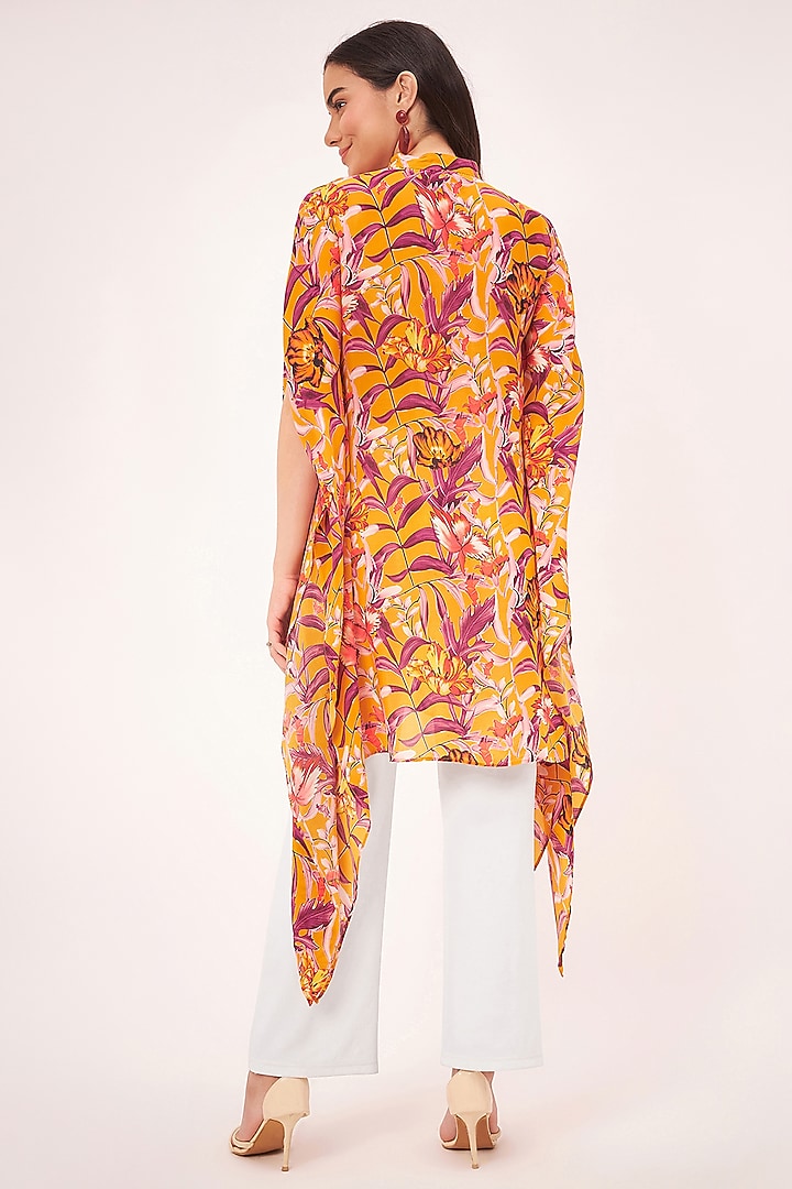 Yellow Viscose Crepe Printed Tunic by First Resort by Ramola Bachchan at Pernia's Pop Up Shop