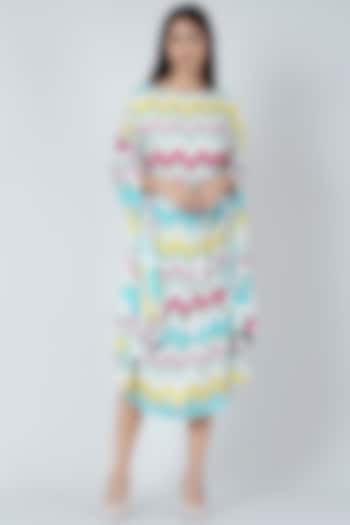 Blue & Pink Cotton Modal Printed Midi Dress by First Resort by Ramola Bachchan