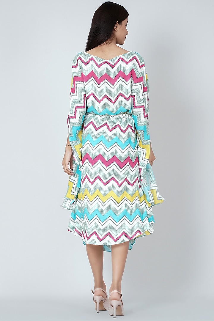 Blue & Pink Cotton Modal Printed Midi Summer Dress by First Resort by Ramola Bachchan at Pernia's Pop Up Shop