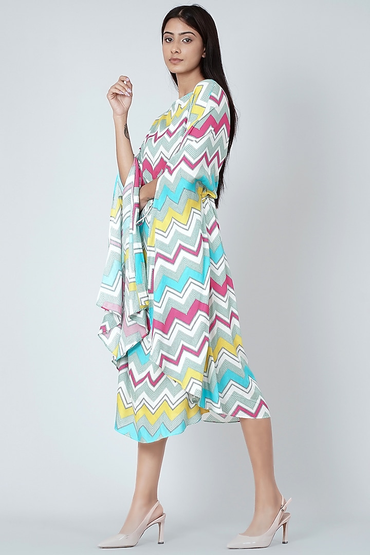 Blue & Pink Cotton Modal Printed Midi Summer Dress by First Resort by Ramola Bachchan at Pernia's Pop Up Shop
