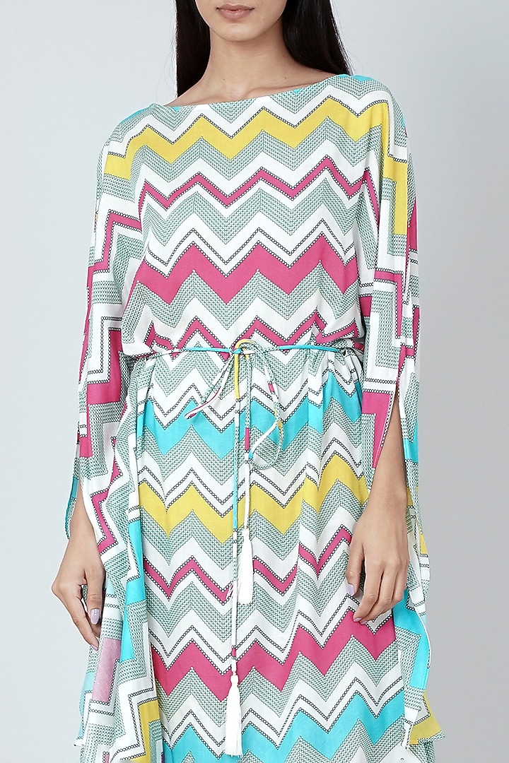 Blue & Pink Cotton Modal Printed Midi Summer Dress by First Resort by Ramola Bachchan at Pernia's Pop Up Shop
