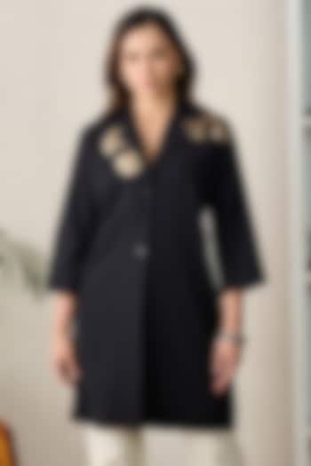 Black Banana Crepe Sequins Embellished Blazer Summer Dress by First Resort by Ramola Bachchan at Pernia's Pop Up Shop